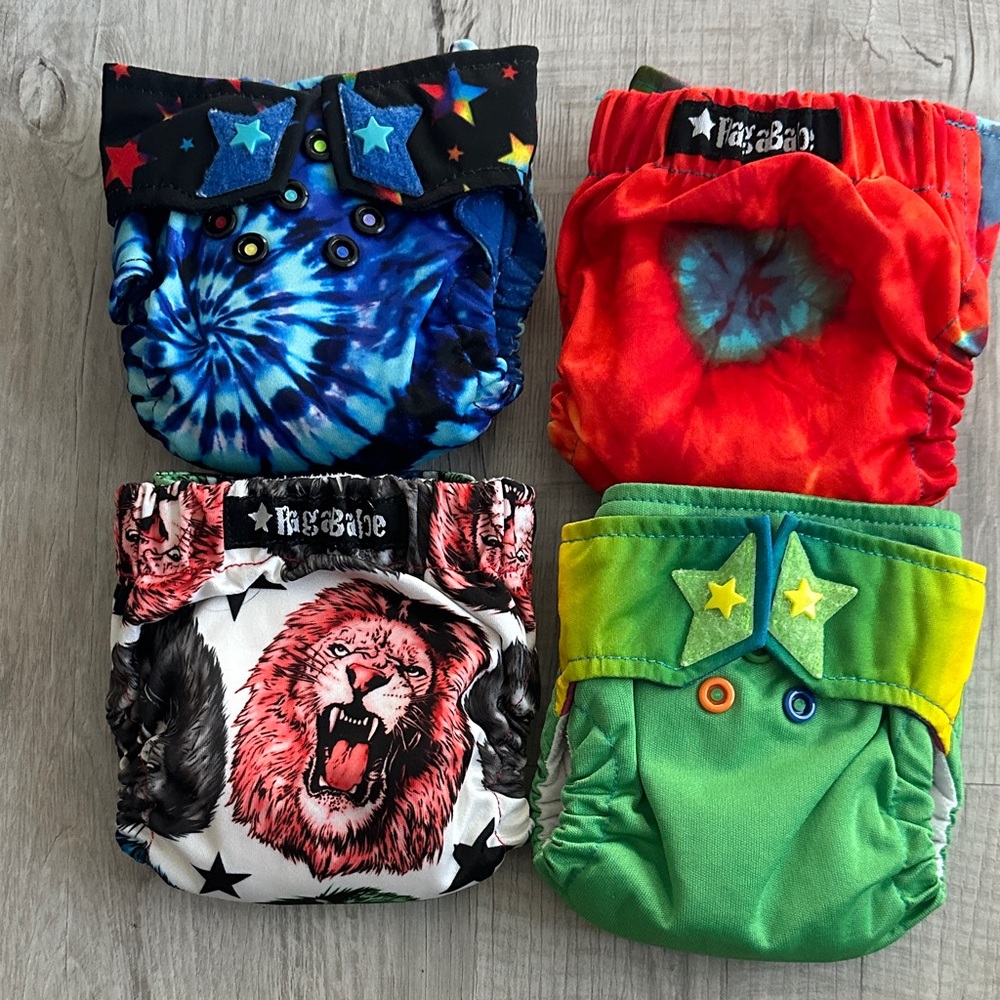 Ragababe Newborn snapped all-in-one reusable diapers - 4 pieces